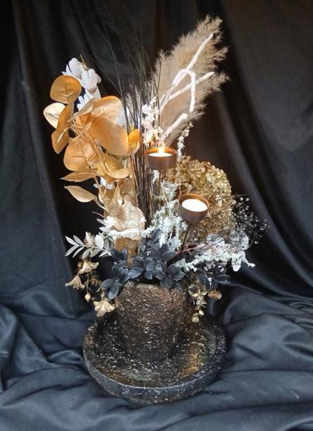 Mooi vaas met kunstbloemen en waxinelichtjes houder., Ophalen of Verzenden, Nieuw