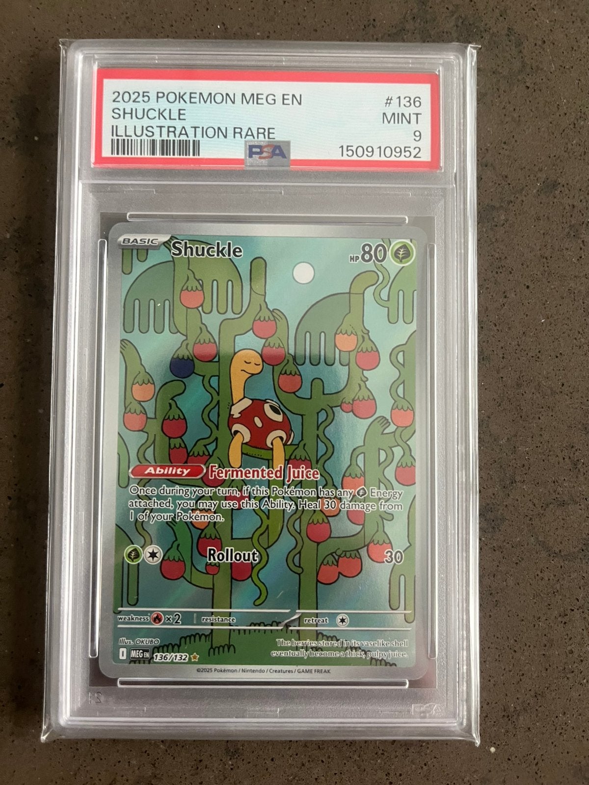 Shuckle #136 [PSA 9] - Mega Evolution 2025, Ophalen of Verzenden, Zo goed als nieuw, Losse kaart