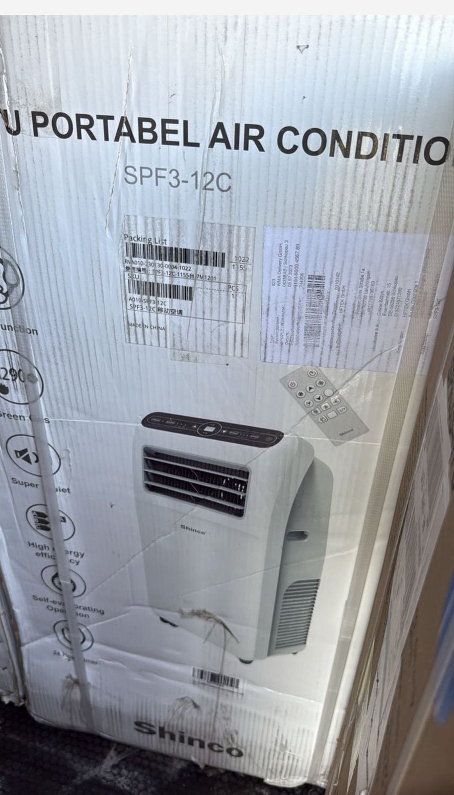 Airco Shinco, Ophalen, Minder dan 60 m³, Nieuw, 3 snelheden of meer