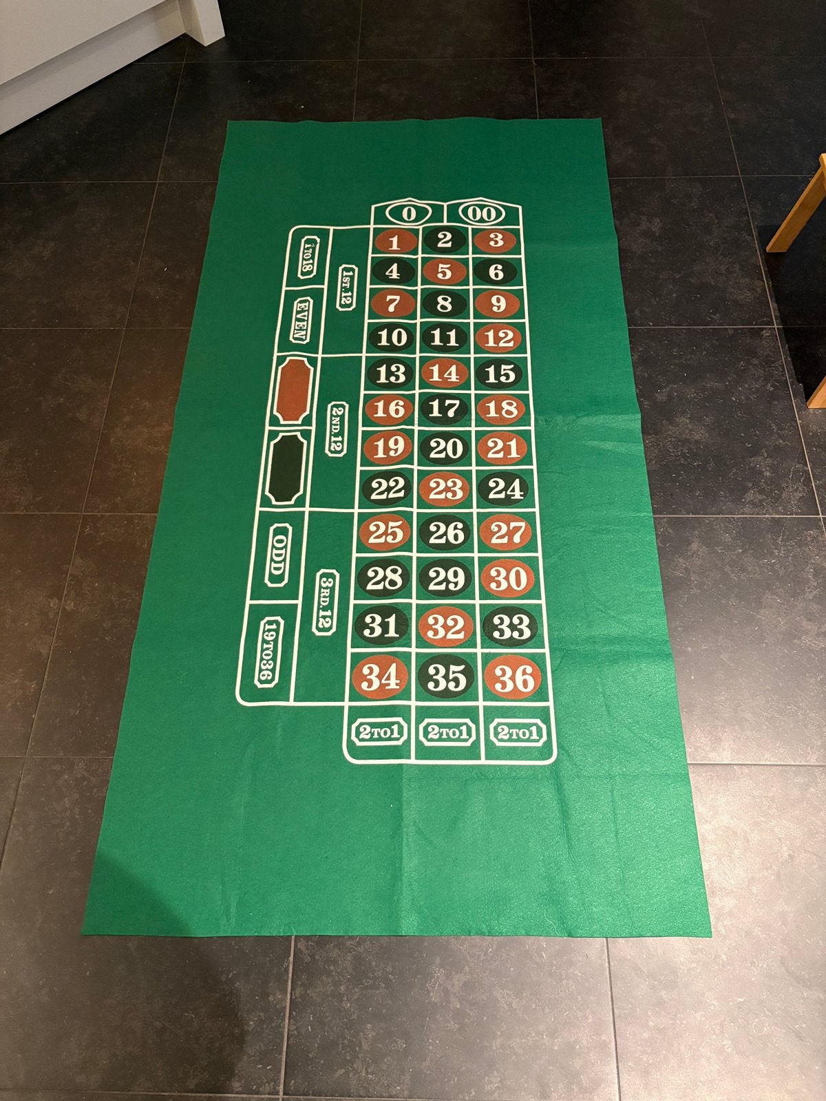 Tafelkleed 180x90 zijde 1: Roulette en zijde 2: Black Jack, Hobby en Vrije tijd, Gezelschapsspellen | Bordspellen, Vijf spelers of meer