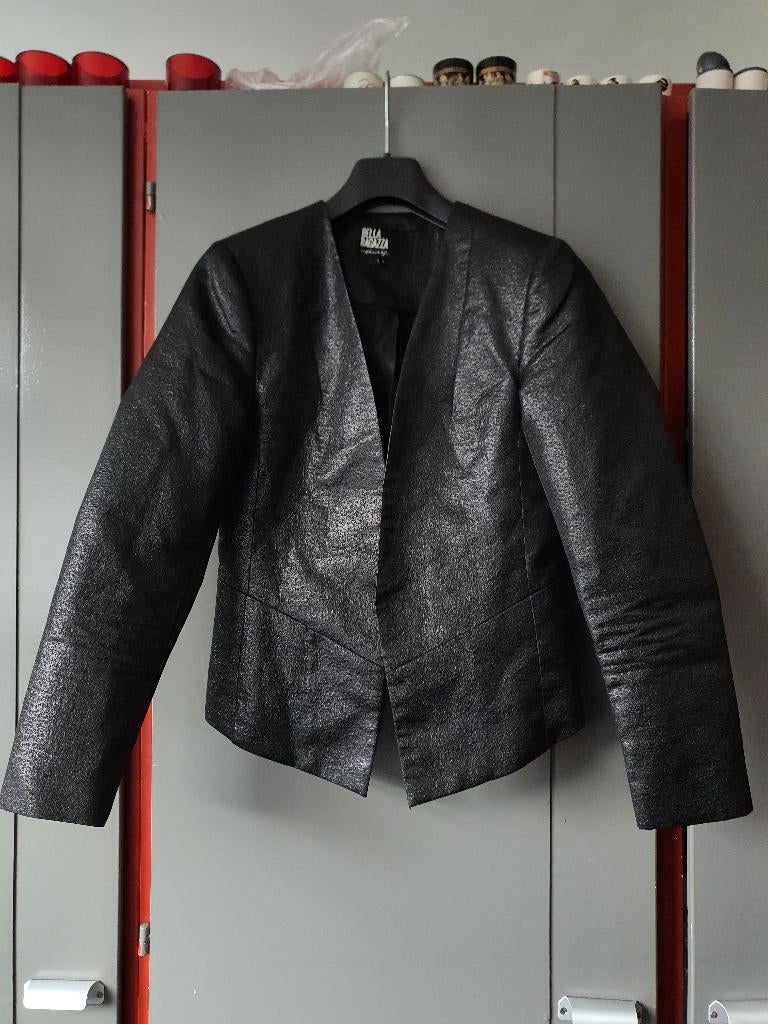 Bella Ragazza zwarte blazer L coated look chic, Ophalen of Verzenden, Zo goed als nieuw, Zwart
