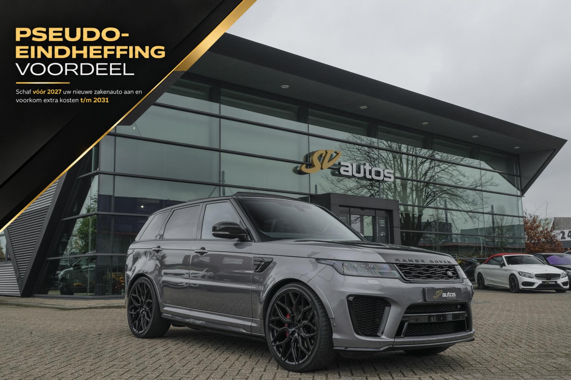 Land Rover Range Rover Sport P575 SVR 575pk Panoramadak *BTW, Auto's, Automaat, Leder, Bedrijf, Vierwielaandrijving