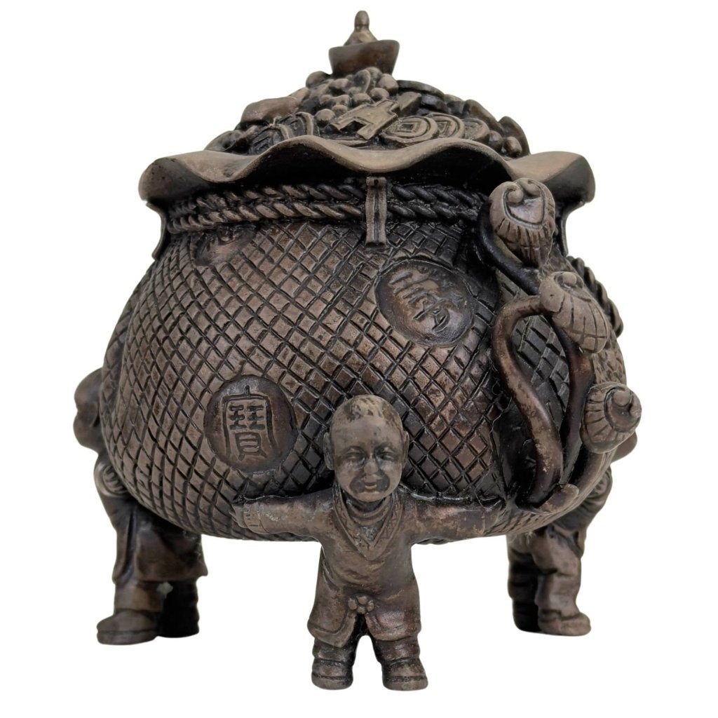 Wierookvat – Chinees brons – gelukssymbolen, Antiek en Kunst, China, Ophalen of Verzenden, Ritueel object, Brons