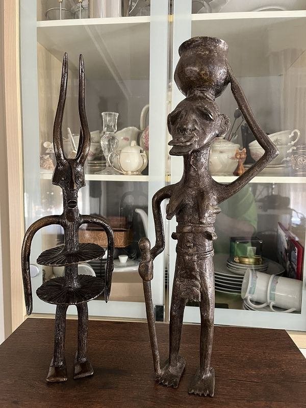 Bobo-bronsfiguur en Senufo-cultuur in West-Afrika Bronze, Afrika, 45 cm, Ophalen of Verzenden, Meerkleurig