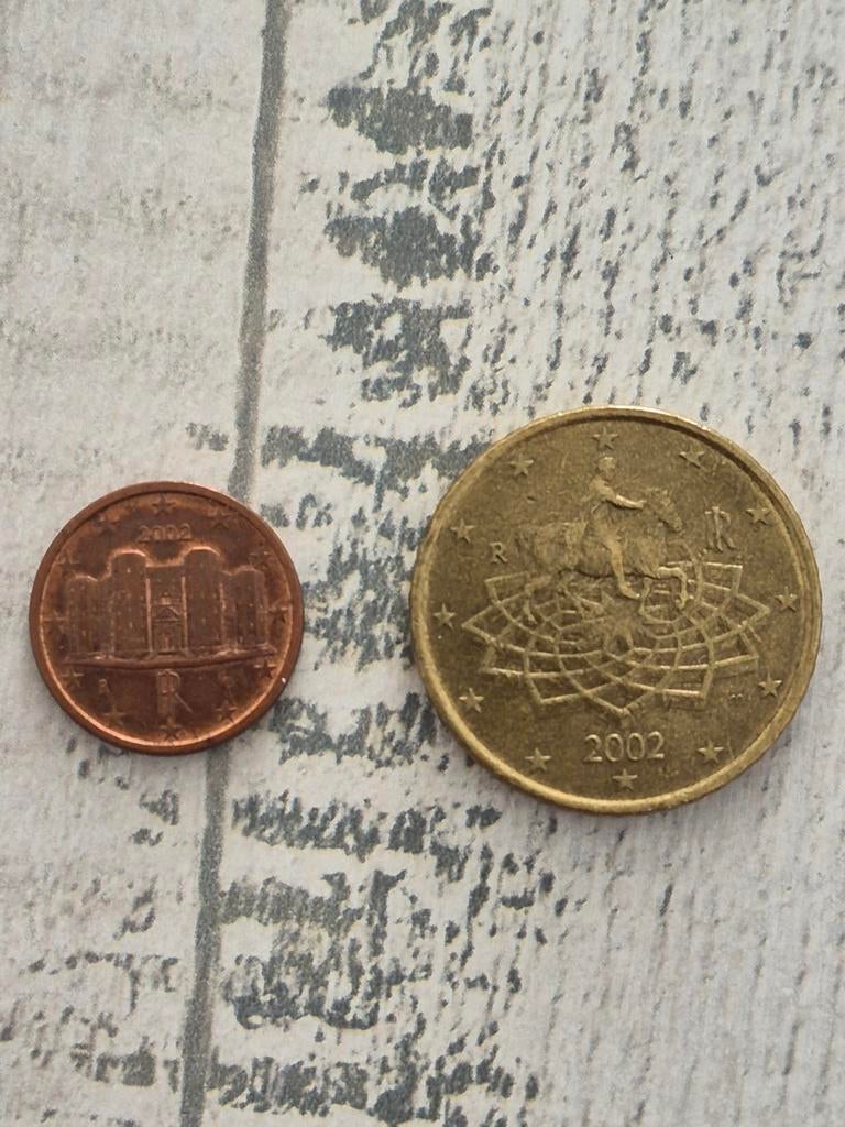 Italiaanse 1 cent en 50 cent munten uit 2002, Ophalen of Verzenden, Italië, Overige waardes, Setje