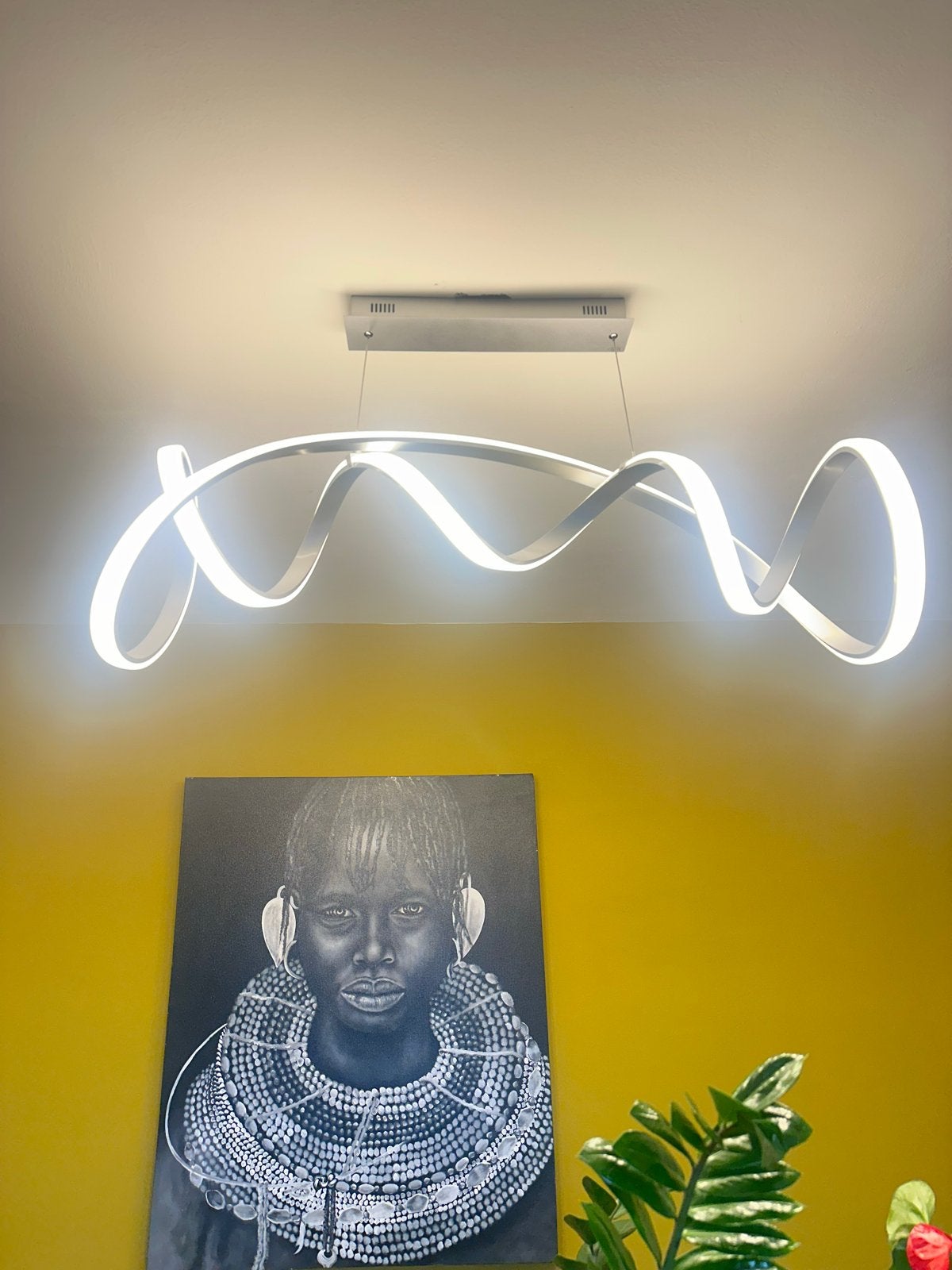 Moderne LED Kroonluchter Daglichtkleur, 120cm, Verstelbaar, Ophalen, Zo goed als nieuw, Metaal, Overige fittingen