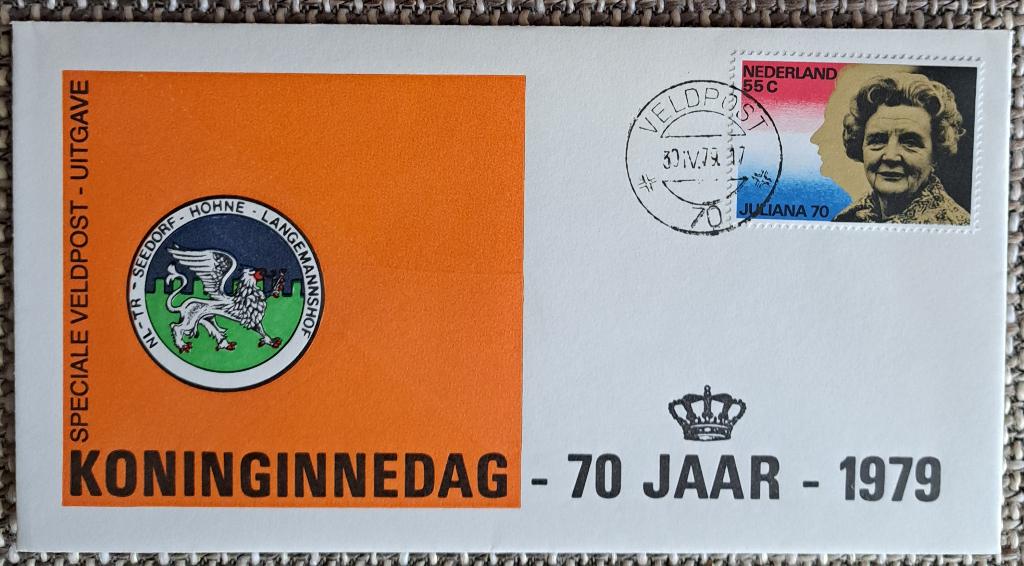 Envelop - Speciale VELDPOST – Koninginnedag 70 jaar 1979, Ophalen of Verzenden, Envelop