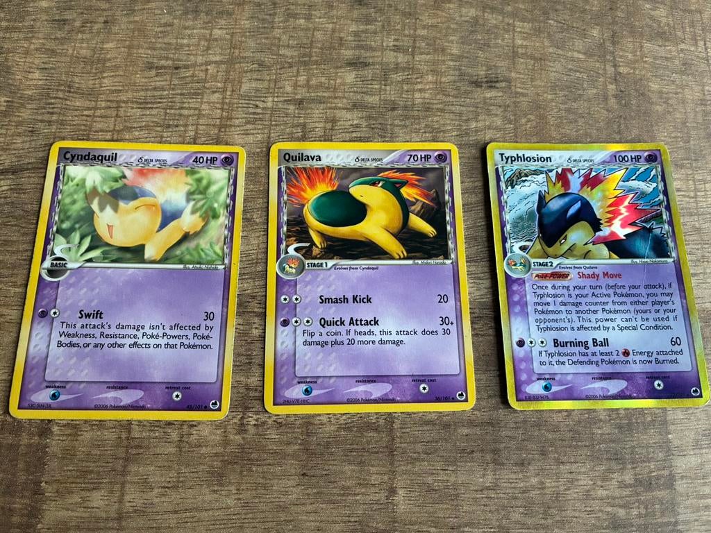 Cyndaquil Quilava Typhlosion (Delta Species) Ex Dragon Front, Ophalen of Verzenden, Gebruikt, Meerdere kaarten