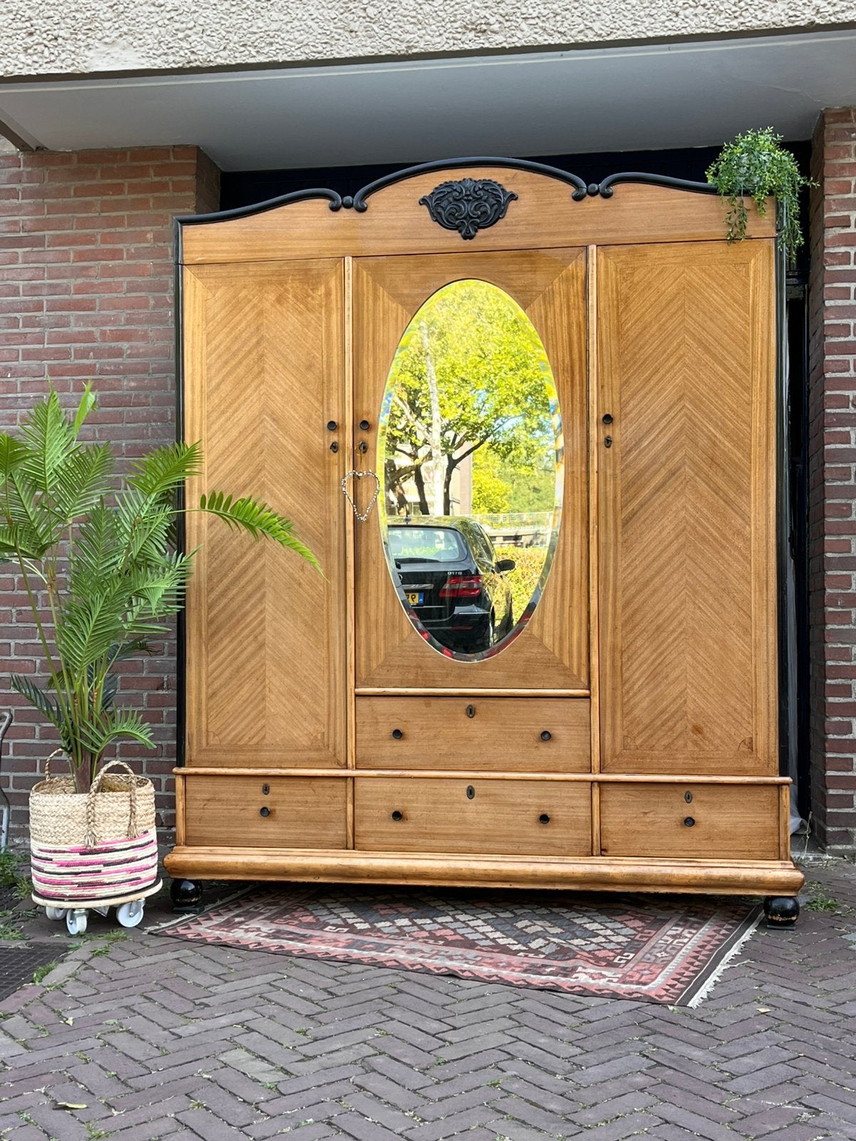 Mooie ruime Art Deco kledingkast, Ophalen of Verzenden, Zo goed als nieuw, 50 tot 75 cm, 200 cm of meer