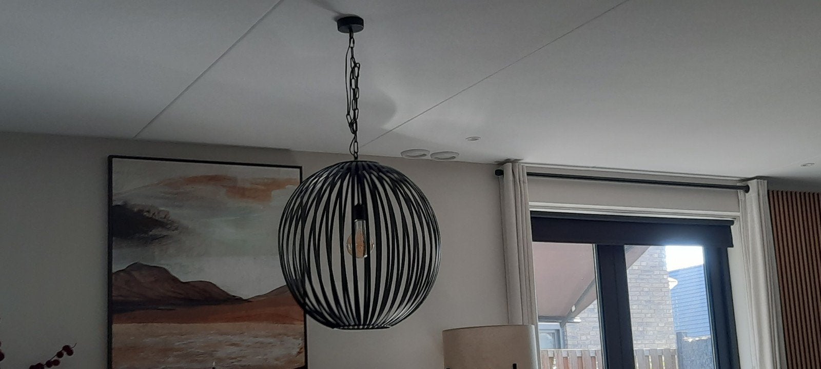 Zwarte zware metalen hanglamp - Loods 5, Huis en Inrichting, Lampen | Hanglampen, Ophalen of Verzenden
