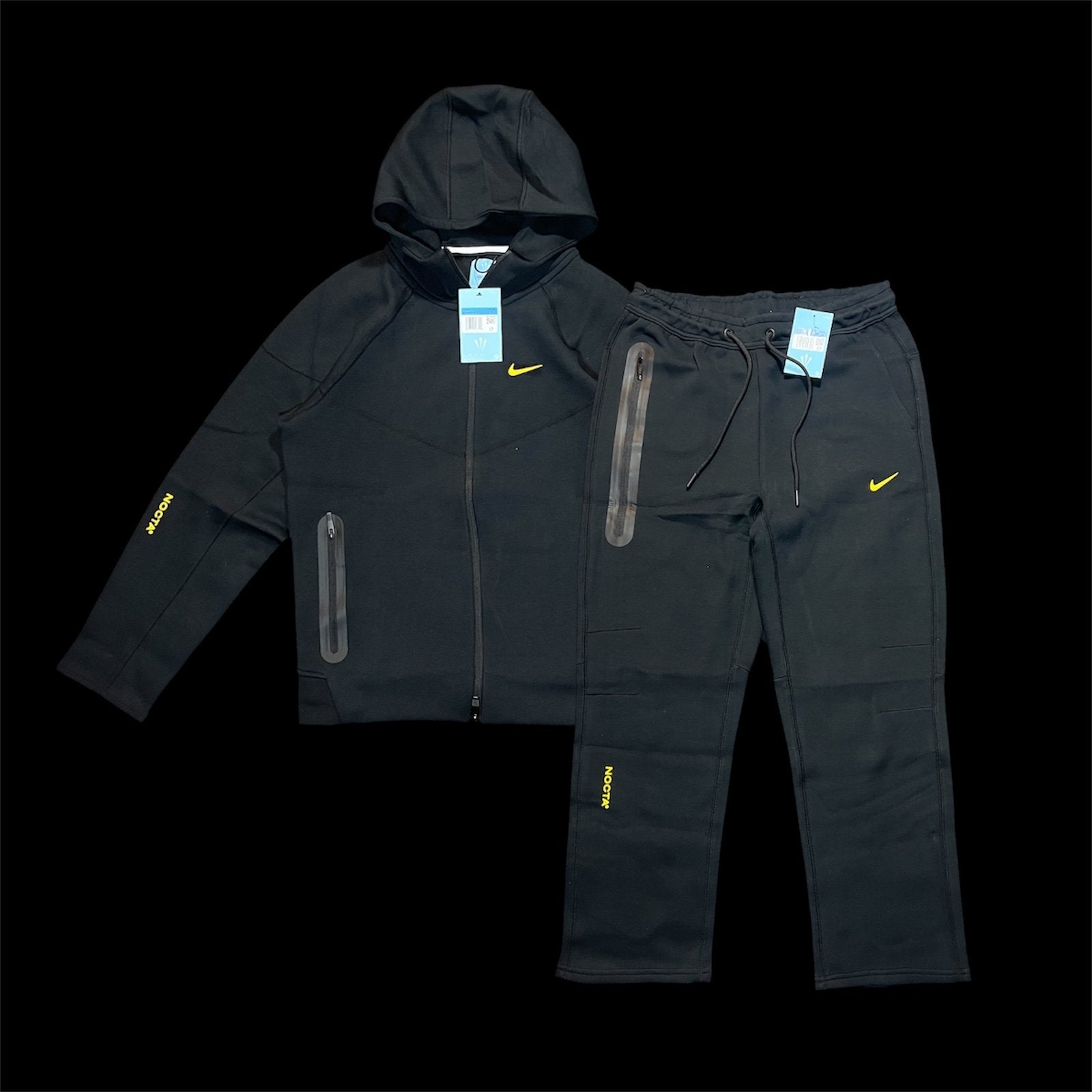 Nike x NOCTA Tech Fleece Black Yellow Tracksuit – Size M, Maat 48/50 (M), Zwart, Nieuw, Ophalen of Verzenden