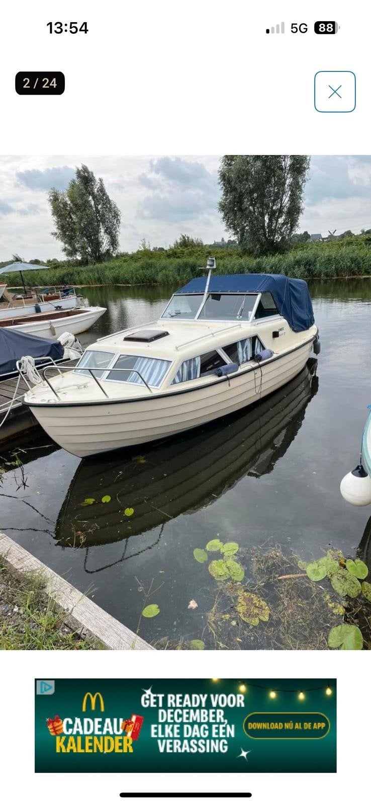 Prachtige Nidelv 24 Classic Noorse Spitsgatter, Watersport en Boten, 70 cm, Walstroom, Zo goed als nieuw, 30 pk