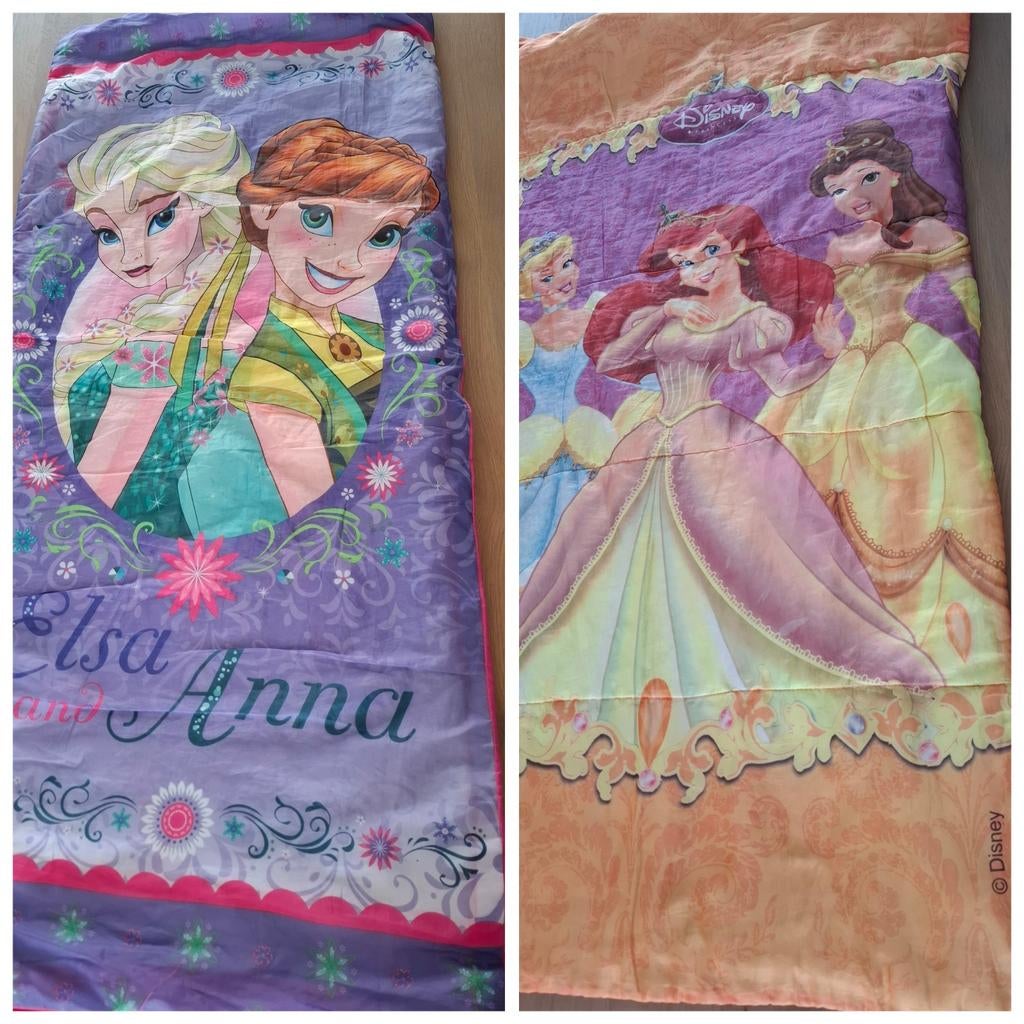 2 Disney slaapzakken voor kinderen: Frozen en Prinsessen, Caravans en Kamperen, Slaapzakken, Ophalen of Verzenden, Gebruikt