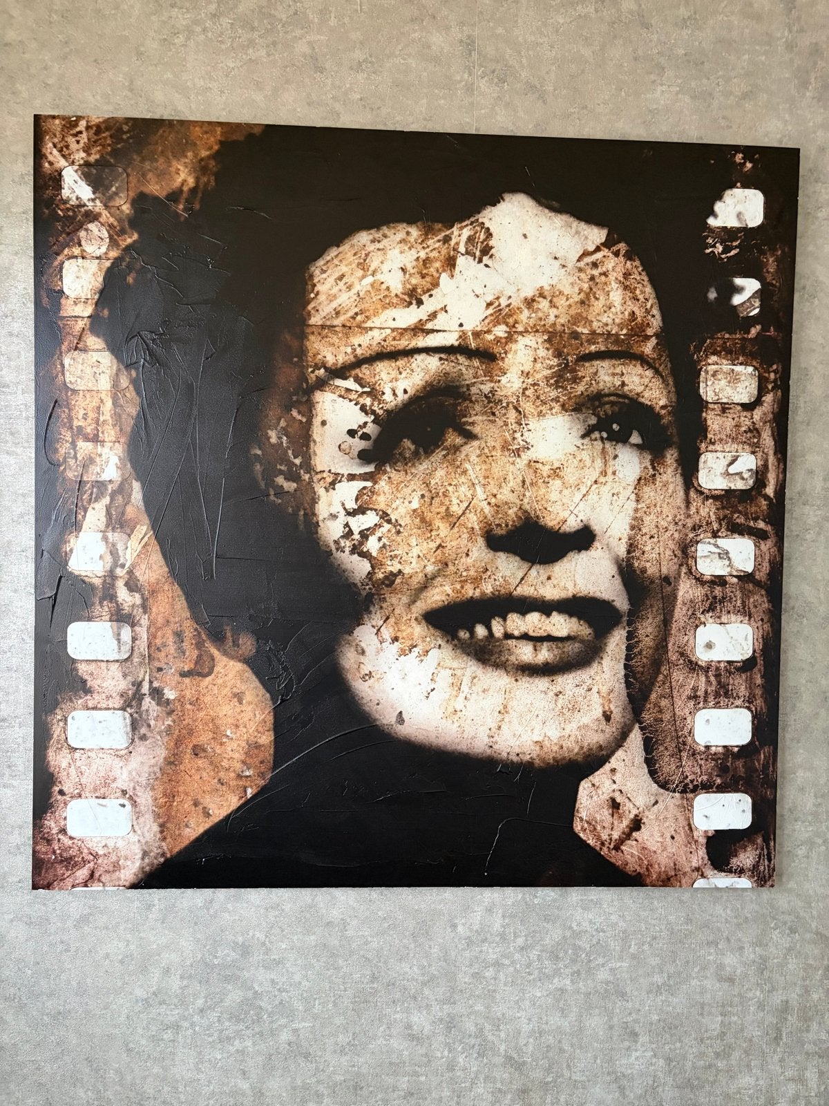 Edith Piaf Portret op Canvas - Filmstrip Stijl, Ophalen, Echtheidscertificaat, Gemengde techniek, Overige materialen