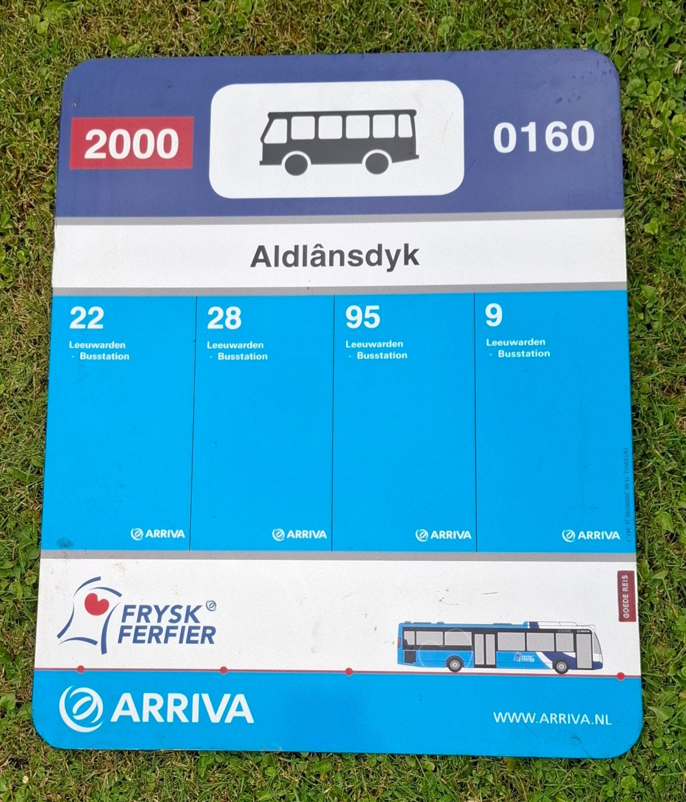 Uniek bushaltebord Aldlânsdyk Leeuwarden - Arriva, Ophalen of Verzenden, Gebruikt, Bus of Metro, Overige typen