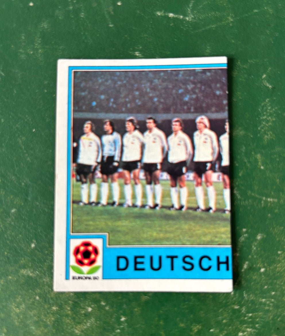 Panini plaatje team Duitsland links Euro 80, Ophalen of Verzenden