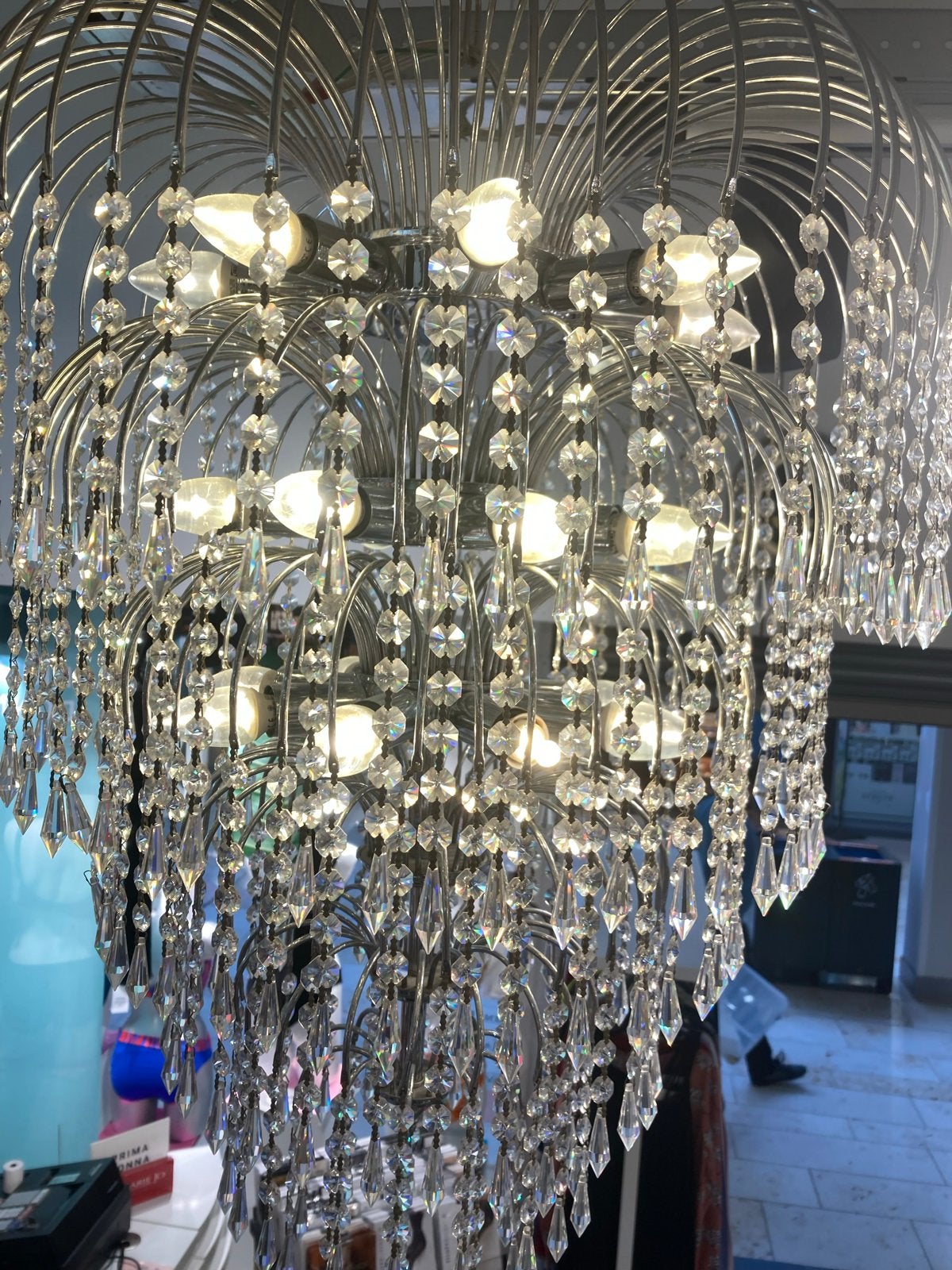 Asfour Kristal Waterval Kroonluchter - 80x55cm, Huis en Inrichting, Ophalen, Nieuw, Metaal, E14 (klein)