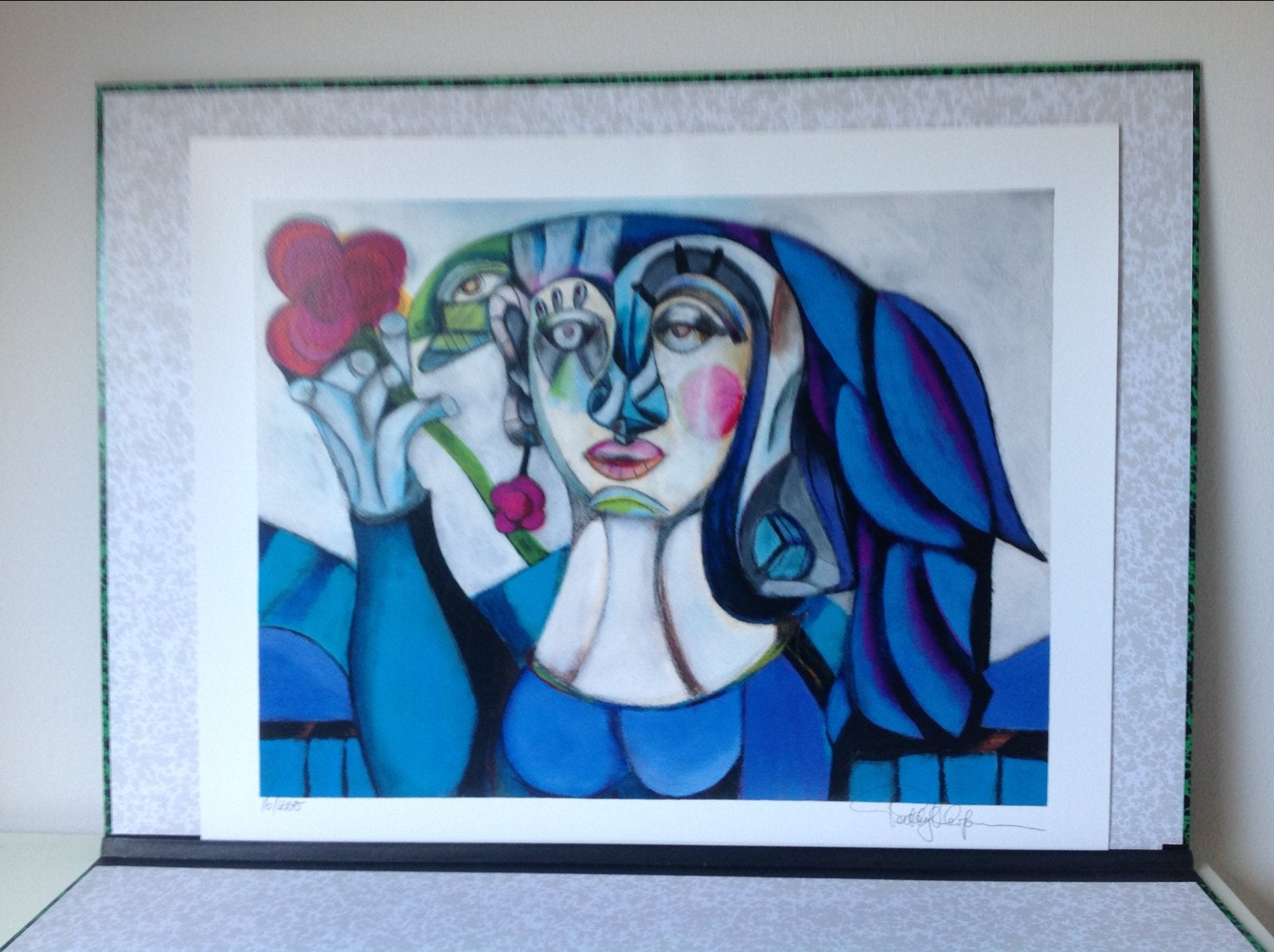 Gesigneerde Giclée van een vrouw met bloem, 16/200, Gelimiteerde oplage, Ophalen of Verzenden, Portret en Figuren, Giclee