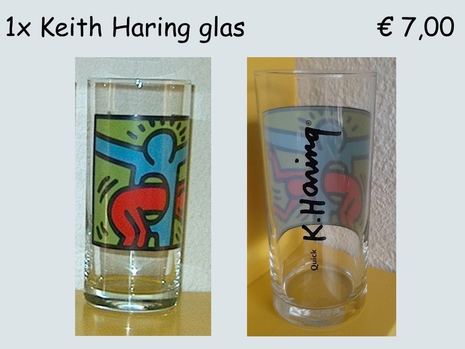 1 Keith Haring glas / longdrink glas, Ophalen, Zo goed als nieuw, Frisdrankglas