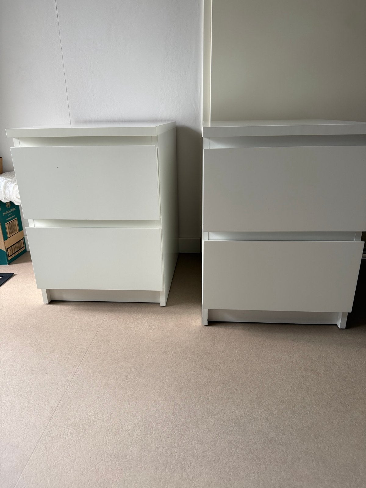 2 Ikea Malm ladekasten/nachtkastjes, Ophalen, 1 of 2 laden, 50 tot 100 cm, Zo goed als nieuw