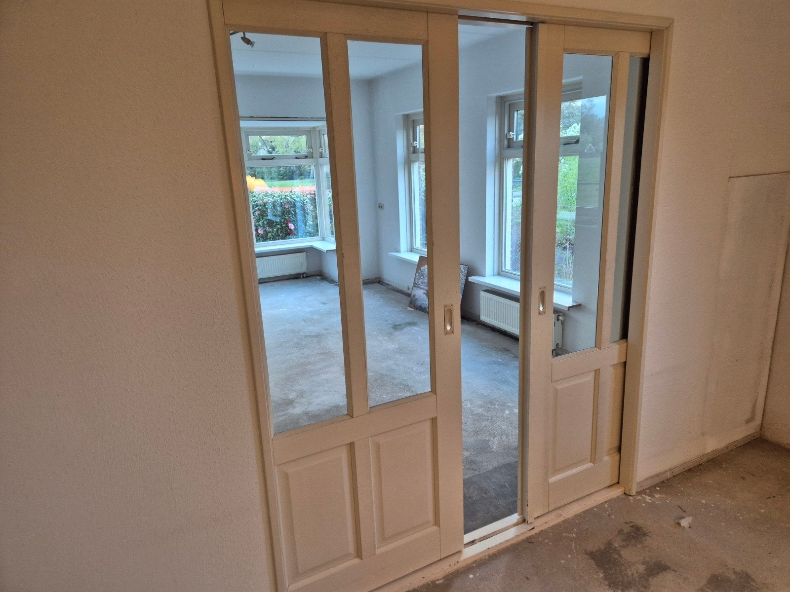 Kamer-en-suite deuren met glas, Doe-het-zelf en Verbouw, Gebruikt, 120 cm of meer, Binnendeur, Ophalen of Verzenden