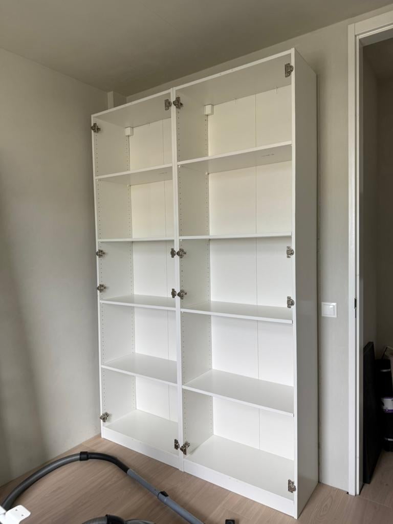 PAX basis element kast met 8 planken 2x 75x35x236 wit, Huis en Inrichting, Kasten | Boekenkasten, Ophalen of Verzenden, Zo goed als nieuw