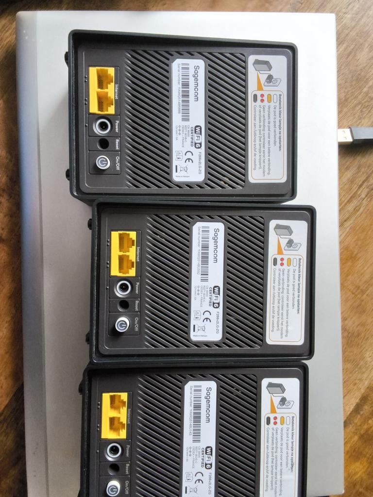 Sagemcom F266v2LG-ZG Wi-Fi 6 Router (3 stuks), Computers en Software, Routers en Modems, Ophalen of Verzenden, Gebruikt, Router