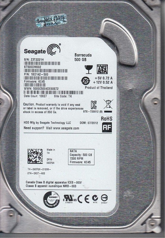 Seagate Barracuda ST500DM002 500GB HDD 3.5" SATA, Computers en Software, Harde schijven, Gebruikt, Desktop, Intern, HDD, SATA