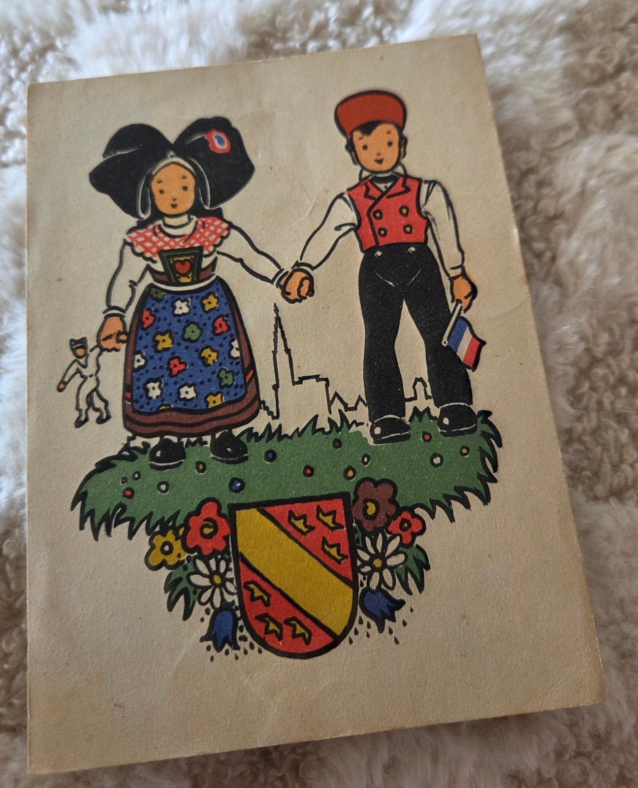 Vintage Ansichtkaart Elzas Klederdracht, Verzamelen, Verzenden, 1940 tot 1960, Gelopen, Klederdracht