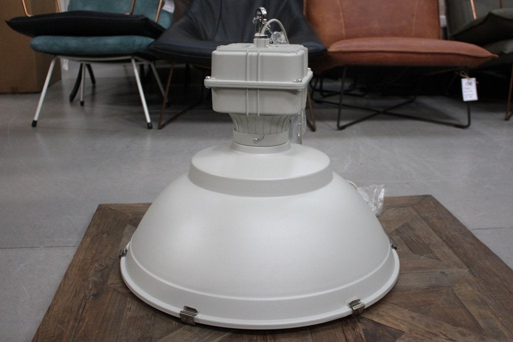 Gave grote ronde hanglamp fabriekslamp Manduria metaal, Ophalen of Verzenden, Zo goed als nieuw, Glas, E27 (groot)