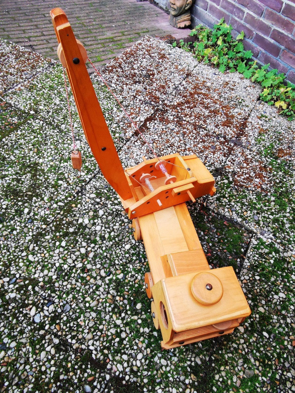 Hand gebouwde houten hijskraan kraanwagen., Ophalen of Verzenden