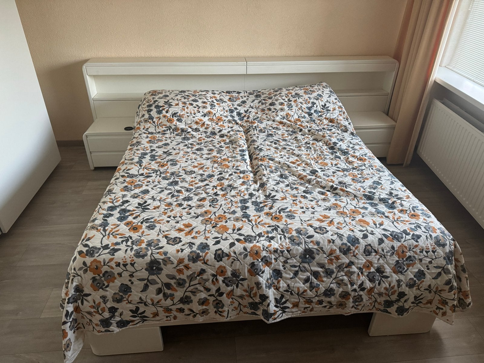 Auping bed met ombouw 160x200 cm, Gebruikt, Wit, Tweepersoons, Ophalen of Verzenden