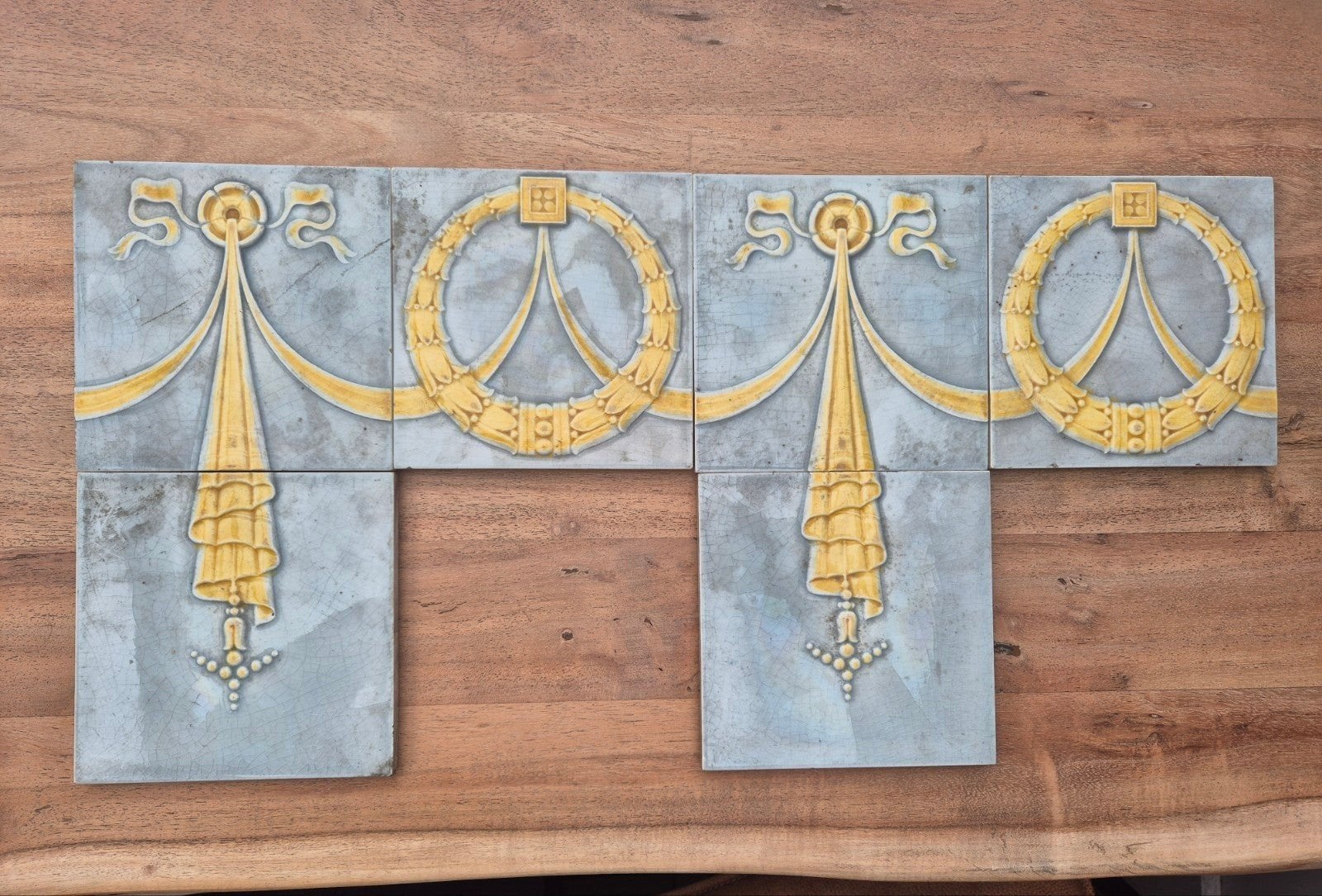 6 originele Gilliot Hemiksem Art Deco Tegels, Antiek en Kunst, Antiek | Wandborden en Tegels, Ophalen of Verzenden