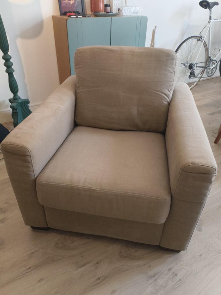 Gratis fauteuil met lichte koffievlekken, Ophalen, Gebruikt, 75 tot 100 cm, 75 tot 100 cm