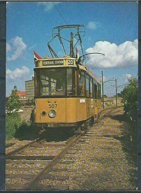 RET  Rotterdam Tram 507 Centraal Station Ansichtkaart t-94, Ophalen of Verzenden, Zo goed als nieuw, Tram, Kaart of Prent