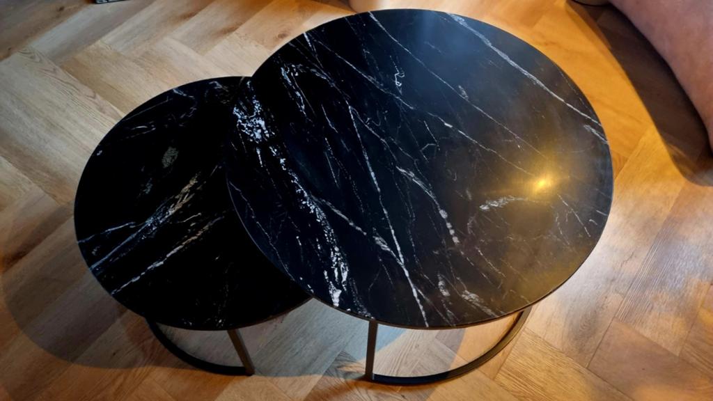 Nieuwe set echt marmeren salontafels Eric Kuster style, Ophalen, 50 tot 100 cm, Rond, Nieuw