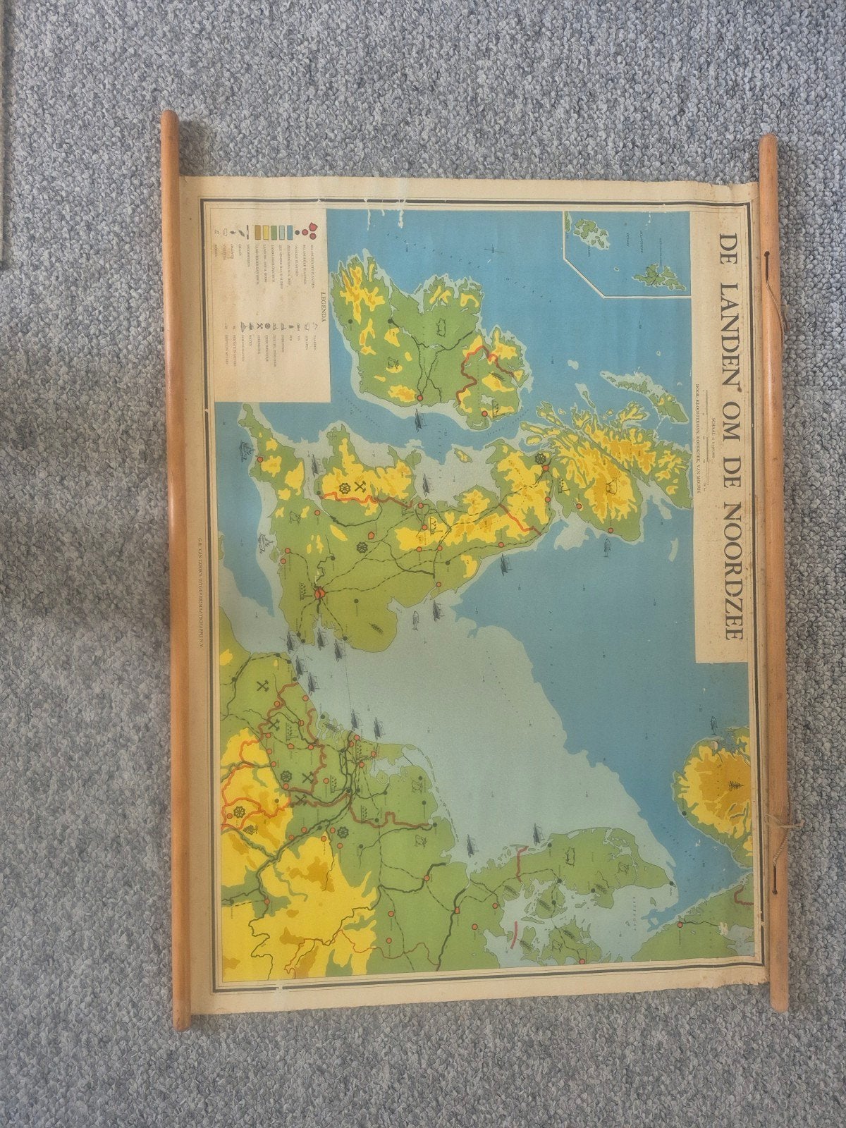 Vintage wandkaart: De Landen om de Noordzee, Europa Overig, Landkaart, 1800 tot 2000, Ophalen