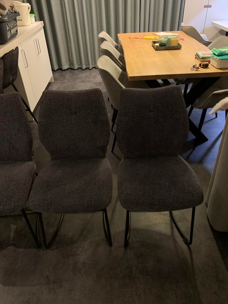 6x Henders en Hazel eetkamerstoelen - Grijs stof, Ophalen, Gebruikt, Vijf, Zes of meer stoelen, Stof