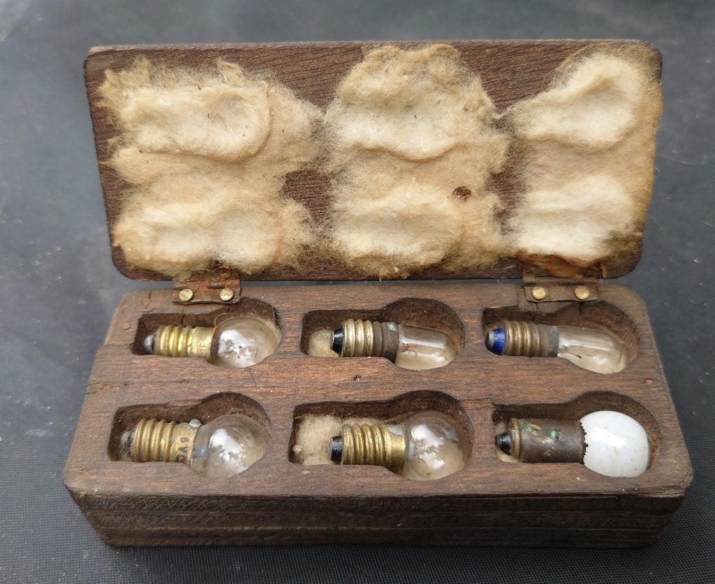 ~1920/30 houten doosjes met zaklamp lichtjes, Antiek en Kunst, Ophalen of Verzenden