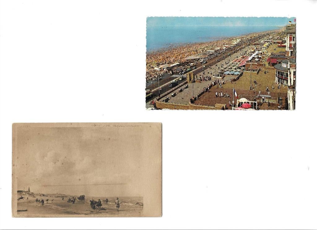 scheveningen strand v/d velde 1850 leeg  strand 1950 overvol, Verzenden, 1940 tot 1960, Gelopen, Stad of Dorp