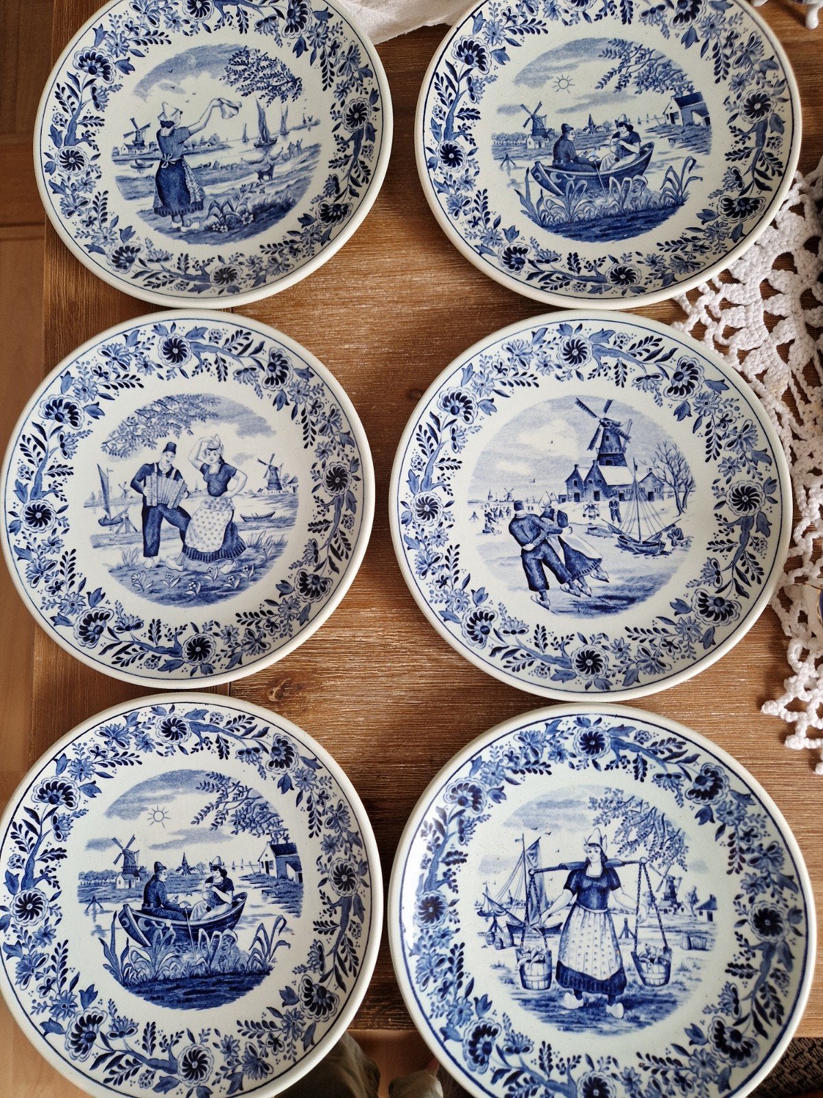 Set van 6 Delfts Blauwe Wandborden - Hollandse Scènes, Antiek en Kunst, Antiek | Servies los, Ophalen of Verzenden