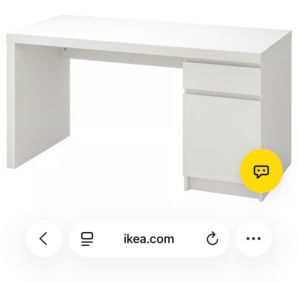 Wit MALM bureau 140x65 IKEA, Huis en Inrichting, Ophalen, Gebruikt, Met lades, Spaanplaat of MDF