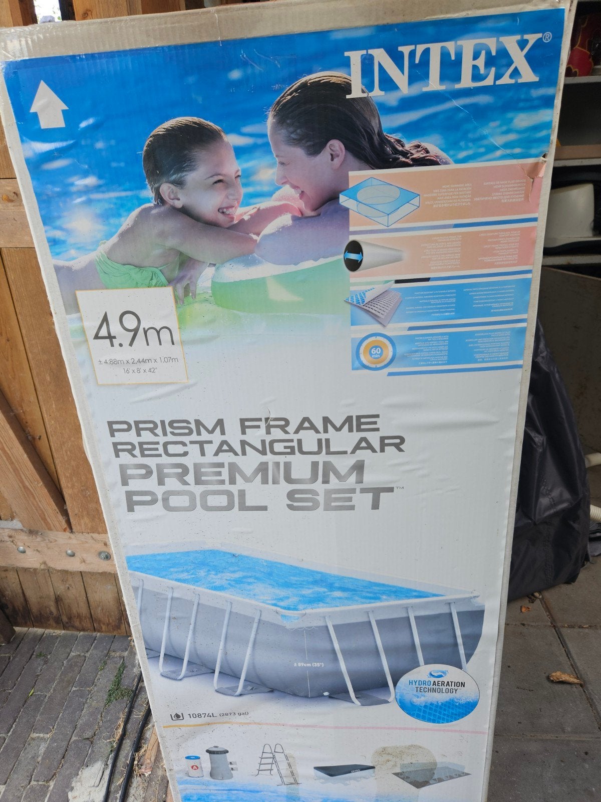 Intex Prism Frame Rechthoekig Zwembad 4.88m x 2.44m x 1.07m, Ophalen, Gebruikt, 200 tot 300 cm, 80 tot 120 cm