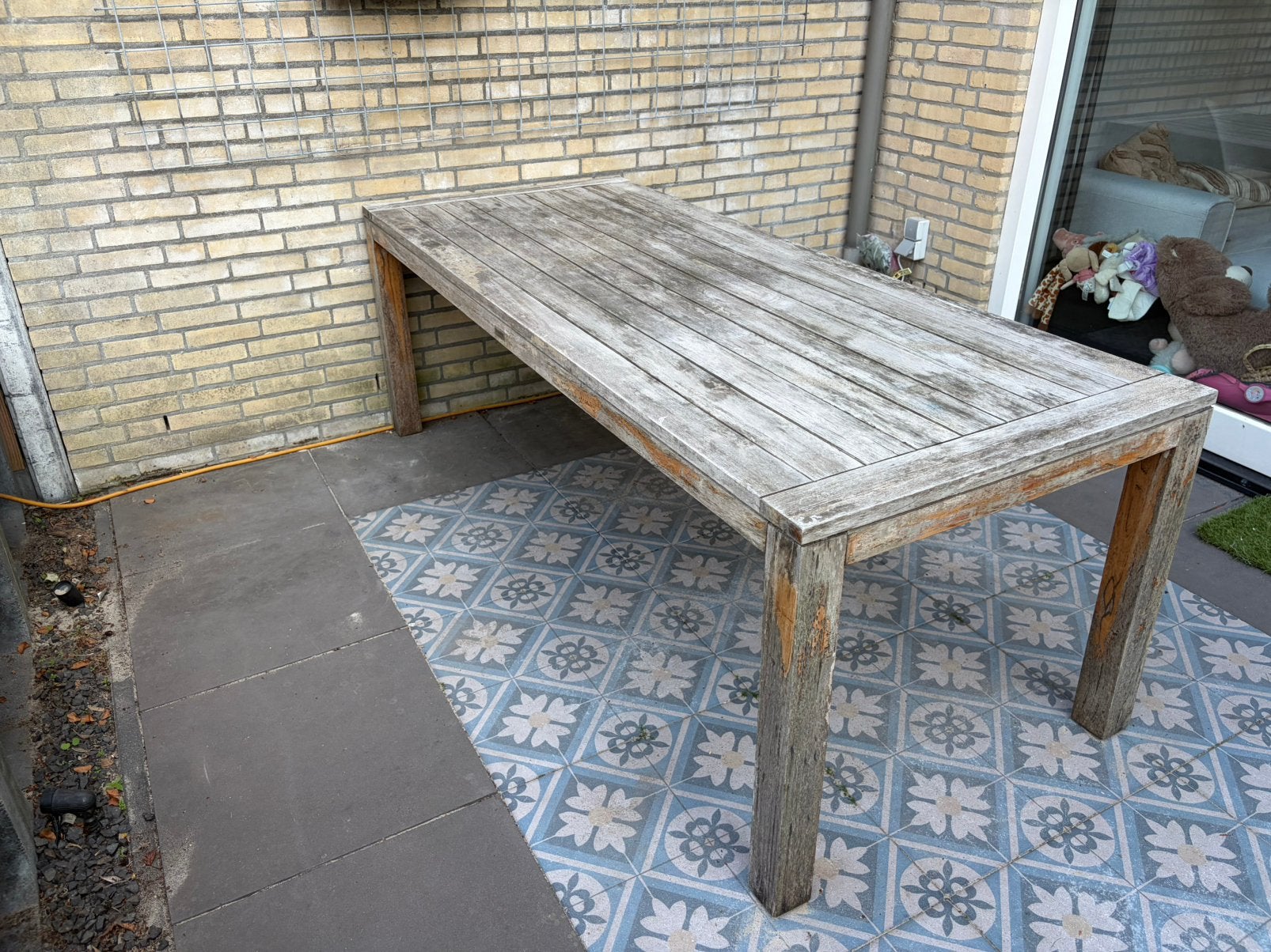Teak houten tafel, Tuin en Terras, Ophalen, Gebruikt, Rechthoekig, Hout