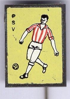 P.S.V. PSV geel op blik voetbalclub speldje ( Y_061 ), Verzenden, Zo goed als nieuw, Sport, Speldje of Pin