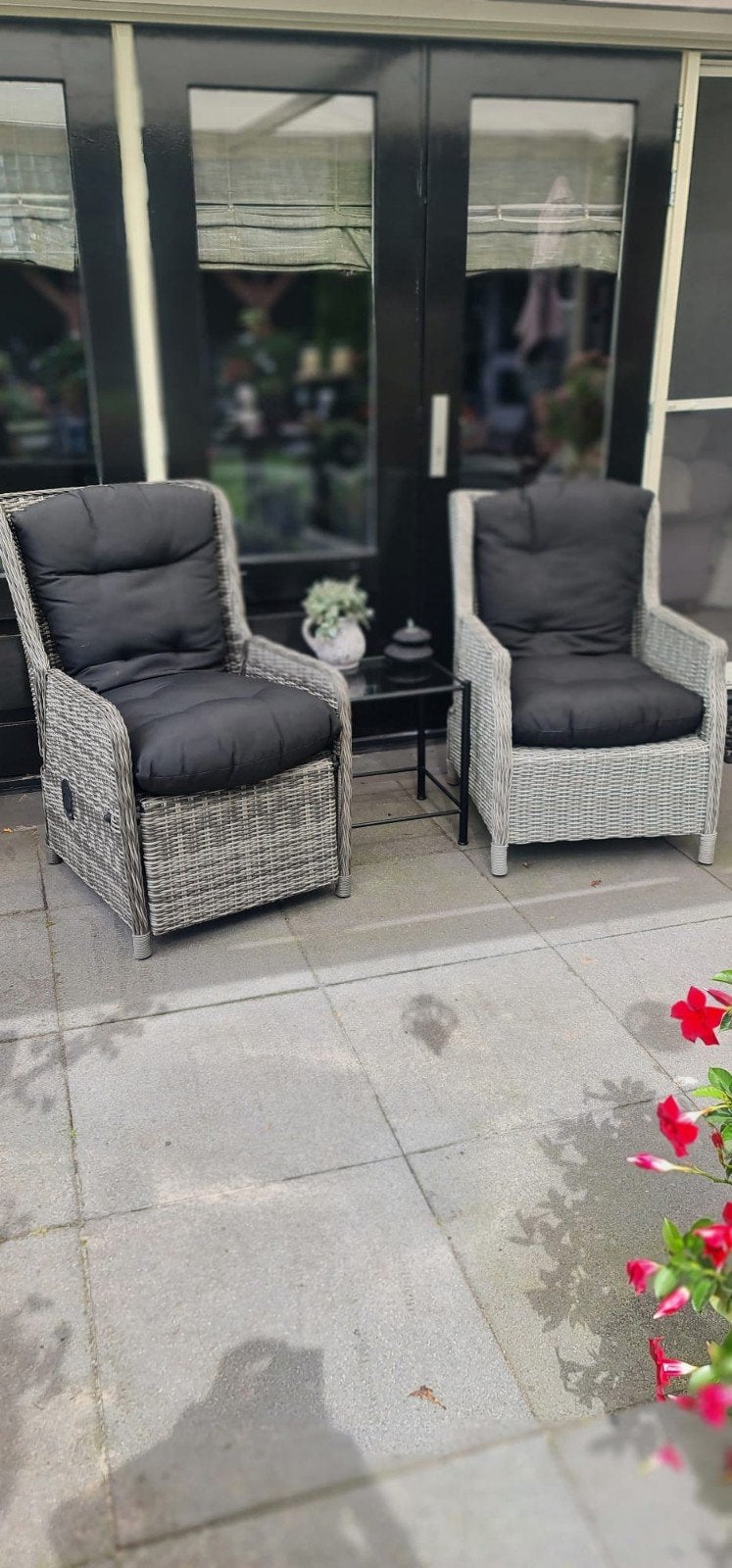 Wicker tuinstoelen met kussens, verstelbaar, Ophalen of Verzenden, Gebruikt, Wicker, Verstelbaar