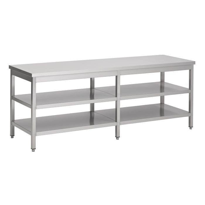 Rvs Werktafel met dubbel onderschap, Ophalen, RVS Meubilair