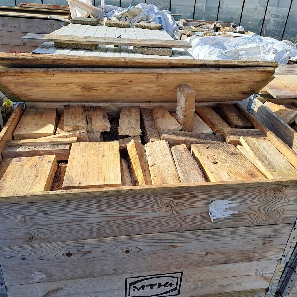 Haardhout in kist AANBIEDING, Tuin en Terras, Haardhout, Minder dan 3 m³, Ophalen