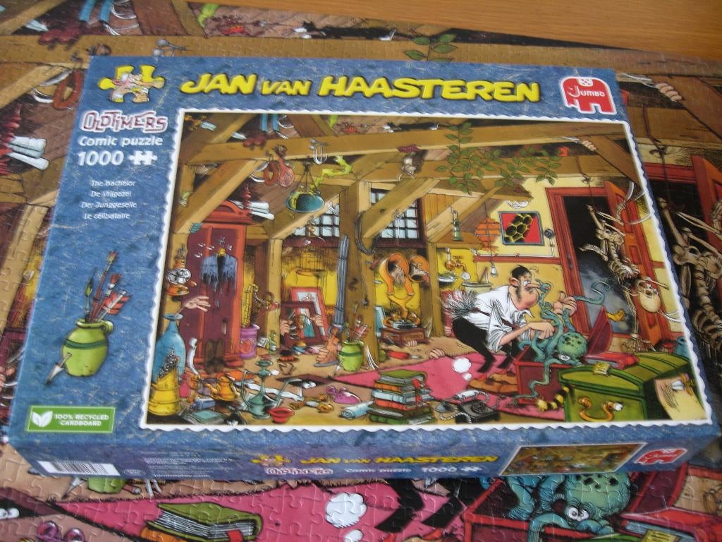 Jan van Haasteren oldtimers DE VRIJGEZEL 1000 stukjes, Ophalen of Verzenden, 500 t/m 1500 stukjes, Gebruikt, Legpuzzel
