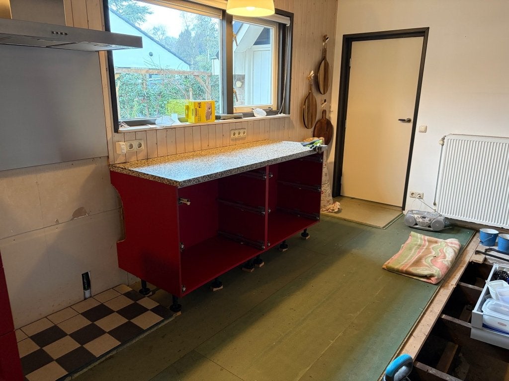 Keuken met terrazzo werkblad deel 2, Ophalen, Gebruikt, Graniet of Steen, Enkelwandige keuken